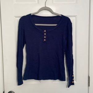 Blue Long-sleeved Henley Shirt